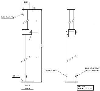 Cooper Crouse-Hinds CEAG PL017-F35R-01 Pole for Windsock, 3m, 2in, SCH-XS (6mm), LTCS ASTM A333 GRADE 6, KE01-B4-PAXE12A-B01-0031-002, HWC2000EX, mastro para biruta, عمود حماية الرياح, tiang angin, ветроуказатель